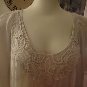 Top sz 3x lace on linen